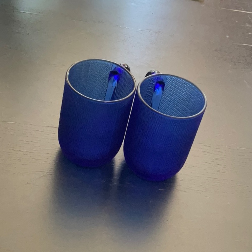 Cobalt blue mugs in two pack. Made in France. GUC